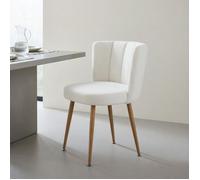 CollaHausse Lot de 2 Chaises de Salle à Manger Blanches, Pieds Fer Couleur Bois et Coussins Doux