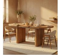 CollaHausse Table Manger Extensible Ovale Bois 120-160cm Marron 60kg