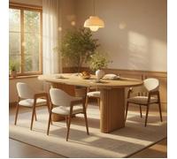 CollaHausse Table Manger Extensible Ovale Bois 120-160cm Naturel 60kg