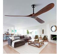 CollaHausse Ventilateur de Plafond Extérieur Bois Noyer Étanche Design Mid-Century Terrasse avec Tube de Descente