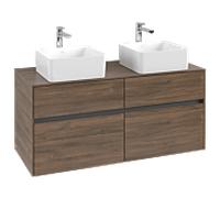 Villeroy & Boch Meuble sous-lavabo Collaro C04400VH, 4 tiroirs, 2 lavabos, mural, Chêne Arizona