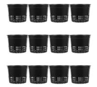 COLLBATH 12 Pièces Pots Hydroponiques, Pots en Filet en Plastique Noir, Réutilisables, pour Fleurs et Fruits, Jardin et Balcon, Compatibles Culture Hydroponique ou Substrat de