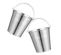 COLLBATH 2pcs Mini Seaux en Fer-Blanc Argentés pour Servir Frites et Poulet Frit, Surface Lisse Pratique, Maison Bar