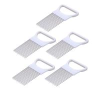 COLLBATH 5 Pièces Outil de Coupe de Griffe, Acier Inoxydable Pp | Fixateur de Découpe, Prise Antidérapante, Tranches Régulières, Usage la Cuisine, Blanc, pour Pommes de Terre