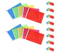 COLLBATH 75pièces Lot de Mini Drapeaux sur Bâtons Colorés Petits Drapeaux Vierges Tenus Main pour Fêtes Défilés et Activités Scolaires Rouge Jaune Bleu Vert Rose