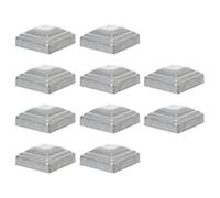 COLLBATH Capuchons de clôture métalliques 10x10 en fer argenté, surface lisse, design simple, pour poteaux de clôture extérieurs, lot de 10 pièces