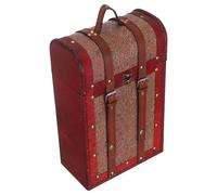 COLLBATH Coffret à Vin en Bois Vintage pour 2 Bouteilles 35X22X12 CM Caisse de Rangement Robuste avec Motifs Authentiques Malle Porte-Bouteilles Décorative pour Mariage et Réception