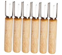 COLLBATH Fourchettes à Maïs pour Tenir Légumes et Steaks Lot de 6 Porte-épis Réutilisables en Acier Inoxydable et Bois Outil Pratique pour Barbecue et Pique-niques