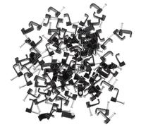 COLLBATH Lot de 100 Pinces Noires en Acier et Pe pour Fixation de Câble avec Clous, Légères et Résistantes, Fixation de Fils Électriques Muraux