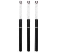 COLLBATH Lot de 3 Pinceaux pour Nail Art Manche Acrylique Noir Stylo de Peinture pour Ongles DIY Pinceau Éventail et Pinceau Fin Outils Professionnels pour Manucure et Décoration