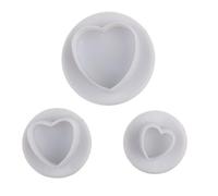 COLLBATH Moule de Cœur 3 Pièces en Plastique Blanc pour Pâte à Sucre et Pâte à Biscuits, Embosser et Découper, Accessoire de Pâtisserie pour Cuisson DIY Gâteau