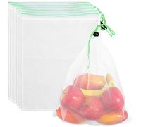 COLLBATH Paquet Filet Réutilisables en Polyester pour Fruits et Légumes, Lot de 6 avec Cordon, Pliables et Respirants pour Marché Fermier et Épicerie