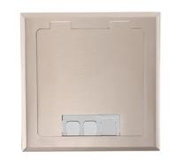 COLLBATH plaque de recouvrement métallique vierge, couvercle métallique, plaque de sortie de plancher en acier inoxydable, carré, dissimulé et affleurant, pour modules de prises à cinq