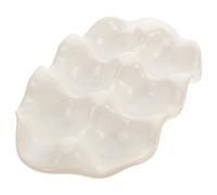 COLLBATH Support Œufs Réfrigérateur Céramique Rétro Plateau de Rangement Protecteur et Spacieux pour Œufs Frais Base Décorative pour Comptoir et Frigo Organisateur Élégant et Facile à