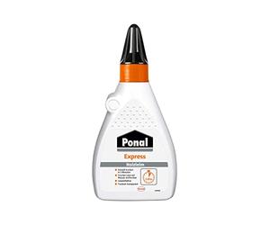 Colle à bois Ponal Express, transparente et à séchage rapide, pour de nombreux travaux de collage et de bricolage, colle résistante à l'eau en bouteille pratique de 225 g.
