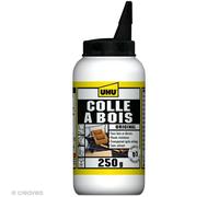 UHU Colle à bois originale - Plus forte que le bois, résistante à l'humidité, D2, sans solvants, embout de précision, transparente, biberon 250g