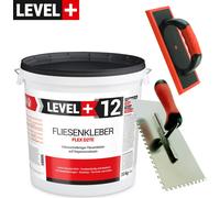 Colle à carrelage 20 kg + règle à joints + taloche crantée - Kit professionnel pour l'intérieur et l'extérieur 204