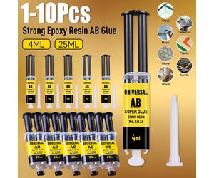 Colle AB en résine époxy 4/25ml, réparation instantanée et rapide, colle Super liquide forte pour le soudage de la colle métallique du bois, du plastique et du métal 2PCS 4ml