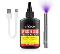 Colle avec Lampe UV, Kit Colle UV 60g with Lampe 395nm Rechargeable, Adhésif à Durcissement Rapide (5s), Idéal pour la Soudure & Collage de Bijoux, Plastique, Verre, DIY & Décorations Artisanales