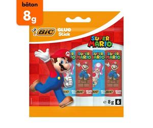 Colle - BIC Ecolution - SUPER MARIO - Lot de 6 bâtons - 8g - Multicolore