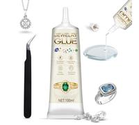 Colle Bijoux Transparente, Rhinestone Glue, 100 ml, Étanche avec Pinzette | Convient pour Bijoux, Perles, Bagues, Boucles d'Oreilles et Objets Artisanaux