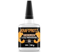 Colle Céramique Extra Forte Gel 50 g - Super Glue pour Porcelaine, Vaisselle, Tasses & Figurines - Résistante au Lave-Vaisselle & à la Chaleur - Transparente, Anti-Coulure - KRAFTPROTZ