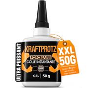 Colle Céramique Gel 50 g - Super Glue Porcelaine Vaisselle Carrelage | sans coulure, comble les espaces, résiste au lave-vaisselle et à la chaleur, embout anti-dessèchement, porcelaine, pierre