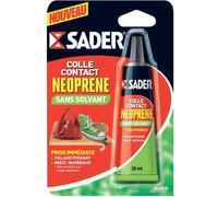 Colle contact sans solvant type néoprène Sader - Tube 30 ml