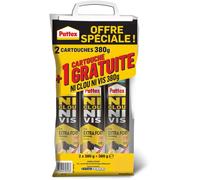 Colle de fixation - PATTEX - Ni Clou Ni Vis - Extra Fort - Cartouche de 380g - Lot de 2 + 1 gratuit