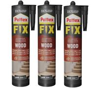 Colle de montage - Pattex - Fix Bois - Lot de 3 x 385g - Intérieur Résistant Humidité - Sans solvant