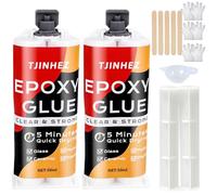 Colle Epoxy Bi-composant 100 ml - Colle forte 5 min | Résine transparente | Extra forte, imperméable et résistante à la chaleur | Pour métal, plastique, bois, céramique