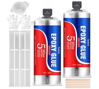 Colle Epoxy Bi-composant 100ml, Colle Résine 5 Minutes Coller, Adhésif Extra Forte Transparent Universel pour Coller & Réparation Métal, Bois, Carrelage, Plastique, Verre, Céramique & Tissu, Rapide