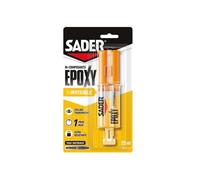 SADER - Colle Epoxy bi-composant Invisible - Colle forte et résistante - Collage Transparent - Tous Supports - Transparent - Seringue 25 ml