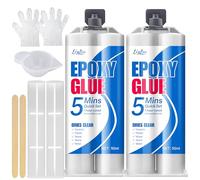 Colle époxy transparente, lot de 100 ml, colle à deux composants pour réparer carrelage, métal, céramique, plastique, bois, réparation rapide en 5 minutes, colle puissante, résistante à l'usure
