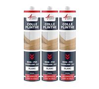 Colle et Joint Plinthes, Bois, Carrelage, Pierre 290 ml x 3 Blanc | Colle et Joint les Plinthes, Adhère sur Bois, Carrelage, Pierre, Béton et Pvc, Même Support Humide - Arcane Industries