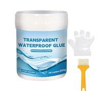 Colle Étanche Pour Douche,Colle Réparatrice Transparente 300g - Mastic à Base d’Eau Clair Résistant, Kit Réparation Anti-Fuites avec Gants et Pinceau pour Jardin, Salle de Bain Utilisation Intérieur e