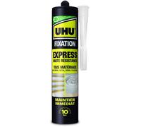 UHU Fixation Express - Colle De Fixation Et De Montage - Ultra Forte Et Rapide - Tous Matériaux : Bois, Pierre, Métal, Verre, Plastique - Formule Acrylique - Blanche - Cartouche 370 g