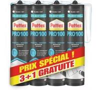 Pattex Colle de fixation PL100 – Acrylique blanche – Lot 3+1 (3×380 g)