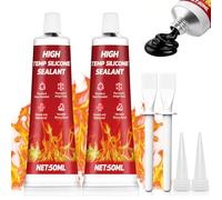 Colle Haute Temperature, Mastic Refractaire, 100 ml, Noir et Résistant | Silicone Haute Temperature, pour Poêles, Cheminées et Verre de Four