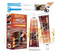 Colle Haute Temperature Noir,Supporte Jusqu'à 600 °C,Silicone Haute Temperature,Mastic Refractaire Poele A Bois,Convient Aux Vitre