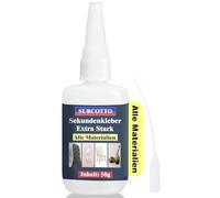 Colle instantanée 50 g, colle instantanée extra forte -colle universelle plastique, bois, métal, verre-bouchon aiguille