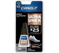 Colle instantanée cyanoacrylate gel CYANOLIT Ultra Unick pinceau 5 g dure x2,5 Blanc