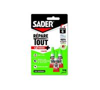 Sader Colle Multi-Usages Répare Tout Extrême + - Colle Forte Tous Matériaux - Super Glue Liquide - Intérieur/Extérieur - Sans odeur ni Solvant - Transparente - 3 Tubes de 1g