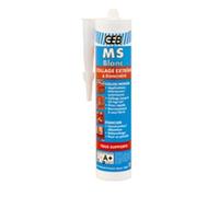 GEB Mastic colle MS d'étanchéité à base de polymère, sans solvant, tous supports même humides, cartouche 280 ml - Blanc