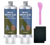 Colle métallique 160 g - 2 composants - Colle en résine époxy extra forte pour coller le métal, l'acier inoxydable, le bois, la céramique - Colle à souder liquide pour réparation, fonte