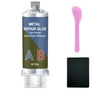 Colle métallique 80 g - 2 composants - Colle en résine époxy extra forte pour coller le métal, l'acier inoxydable, le bois, la céramique - Colle à souder liquide pour réparation, fonte
