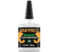 Colle Plastique Extra Forte Fluide 50 g - Super Glue Pénétrante pour ABS, PVC, Acrylique & Modélisme - Colle PLA Résistante à l'Eau & Fissures - Anti-Séchage - KRAFTPROTZ