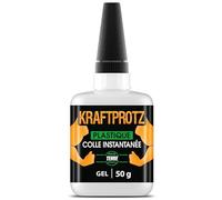 Colle Plastique Extra Forte Gel 50 g - Super Glue Plastique sans Coulure pour ABS, PVC & Modélisme - Colle Forte Résistante à l'Eau - Anti-Séchage - KRAFTPROTZ