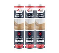 Colle plinthe, bois et carrelage, pose facile Blanc 290 ml x 3 - ARCANE INDUSTRIES