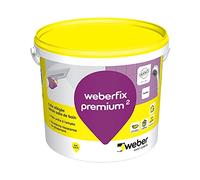 Colle pour carrelage, 5kg, blanc, en pâte pour murs intérieurs et extérieurs, prête à l'emploi, spéciale salle de bain et cuisine, WEBERFIX PREMIUM, WEBER